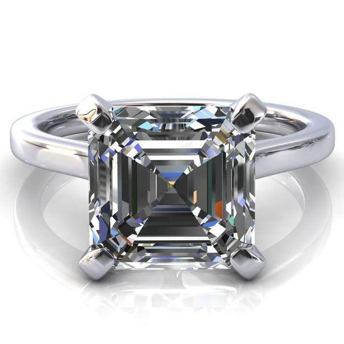 Darci Asscher Moissanite 4 Prong Cathedral Solitaire Engagement Ring Fire Brilliance Rings