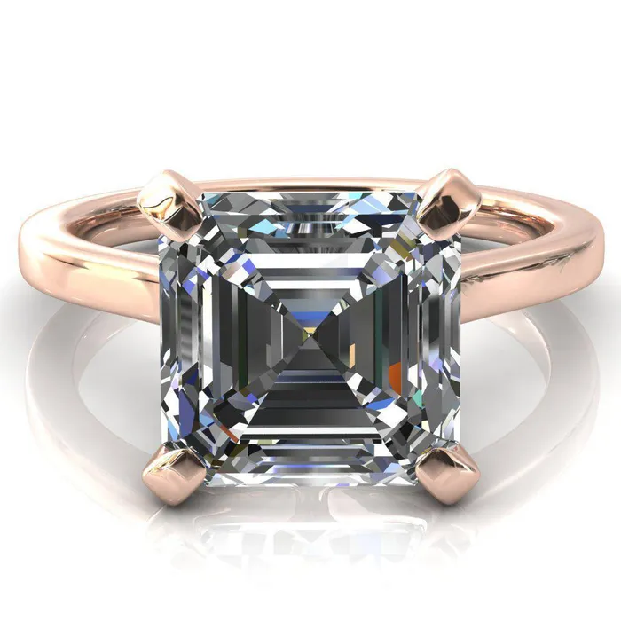 Darci Asscher Moissanite 4 Prong Cathedral Solitaire Engagement Ring Fire Brilliance Rings