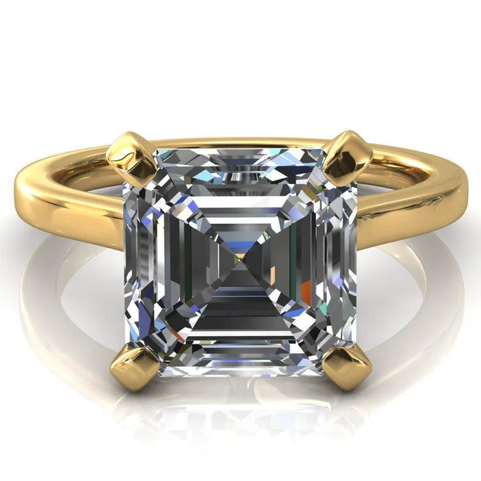 Darci Asscher Moissanite 4 Prong Cathedral Solitaire Engagement Ring Fire Brilliance Rings