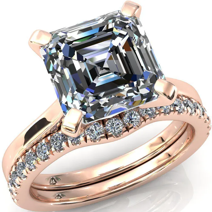 Darci Asscher Moissanite 4 Prong Cathedral Solitaire Engagement Ring Fire Brilliance Rings