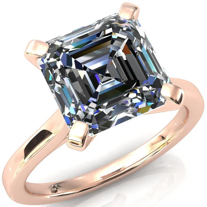 Darci Asscher Moissanite 4 Prong Cathedral Solitaire Engagement Ring Fire Brilliance Rings