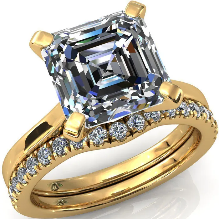 Darci Asscher Moissanite 4 Prong Cathedral Solitaire Engagement Ring Fire Brilliance Rings