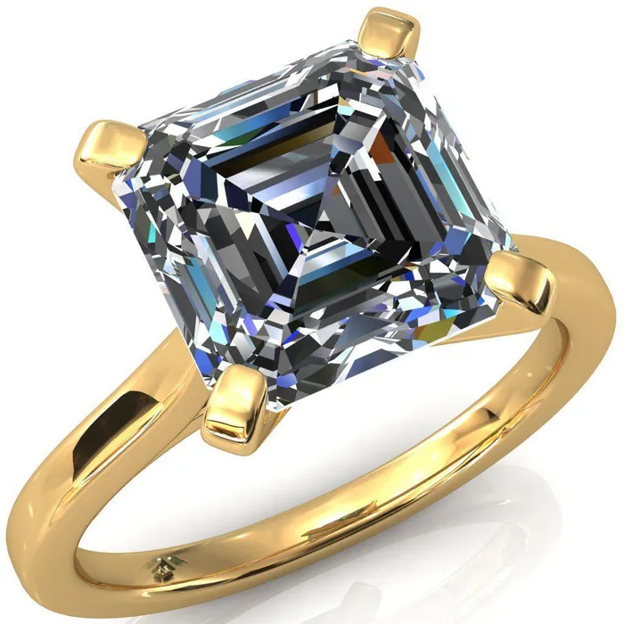 Darci Asscher Moissanite 4 Prong Cathedral Solitaire Engagement Ring Fire Brilliance Rings