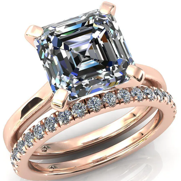 Darci Asscher Moissanite 4 Prong Cathedral Solitaire Engagement Ring Fire Brilliance Rings