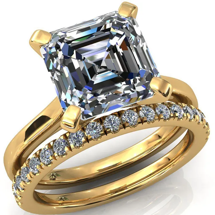 Darci Asscher Moissanite 4 Prong Cathedral Solitaire Engagement Ring Fire Brilliance Rings