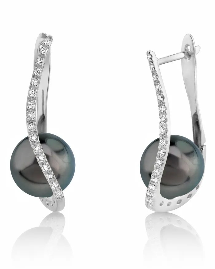 Earrings Tahitian South Sea Pearl Diamond Eliza Earrings spt