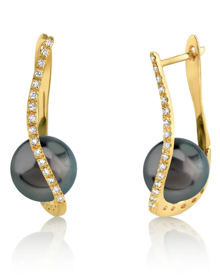 Earrings Tahitian South Sea Pearl Diamond Eliza Earrings spt