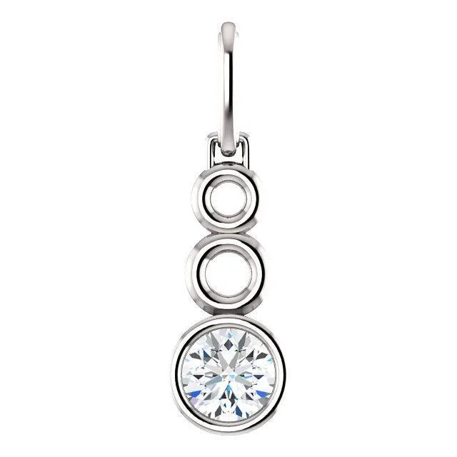Fire Brilliance Necklaces Round Moissanite Triple Loop Bezel Set Pendant