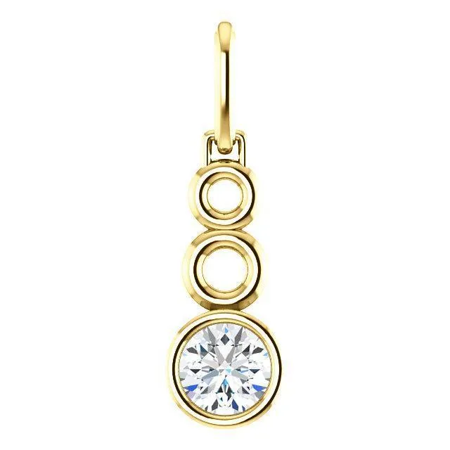 Fire Brilliance Necklaces Round Moissanite Triple Loop Bezel Set Pendant