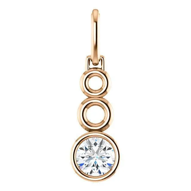 Fire Brilliance Necklaces Round Moissanite Triple Loop Bezel Set Pendant