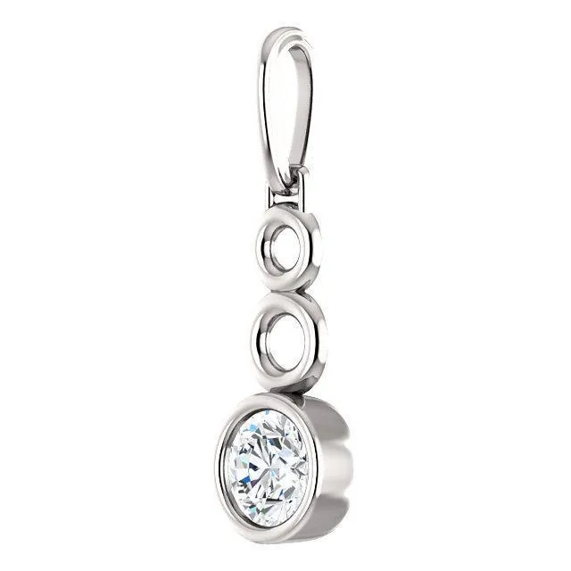Fire Brilliance Necklaces Round Moissanite Triple Loop Bezel Set Pendant