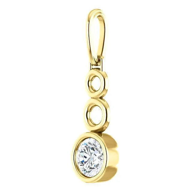 Fire Brilliance Necklaces Round Moissanite Triple Loop Bezel Set Pendant