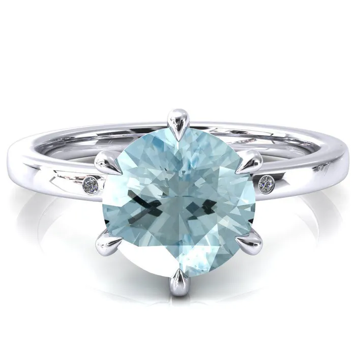 Fire Brilliance Rings Maise Round Aqua Blue Spinel 6 Prong Diamond Accent Engagement Ring Fire Brilliance Rings Maise Round Aqua Blue Spinel 6 Prong Diamond Accent Engagement Ring