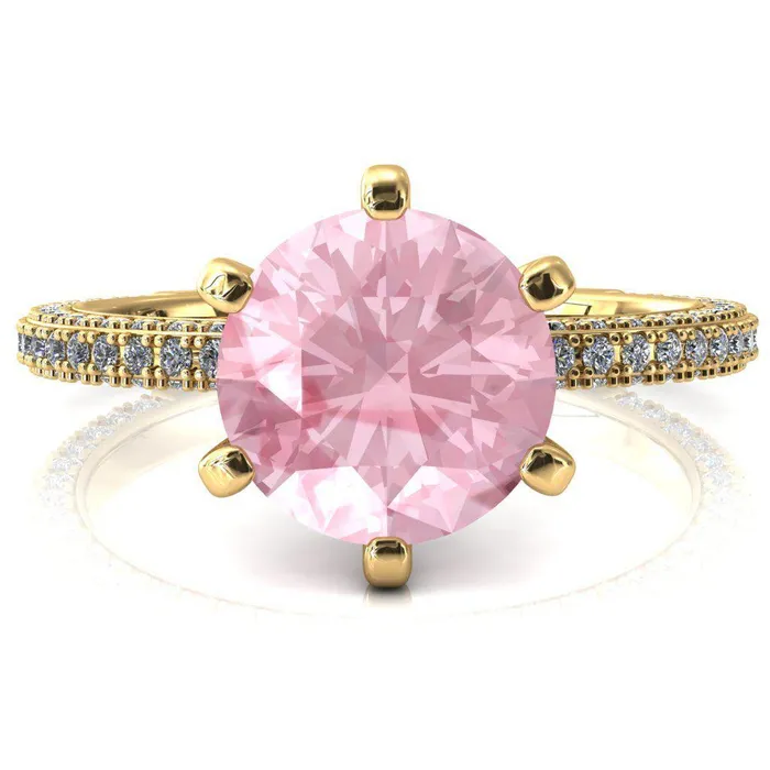 Fire Brilliance Rings Mariyah Round Pink Sapphire 6 Prong 34 Eternity 3 Sided Diamond Shank Engagement Ring