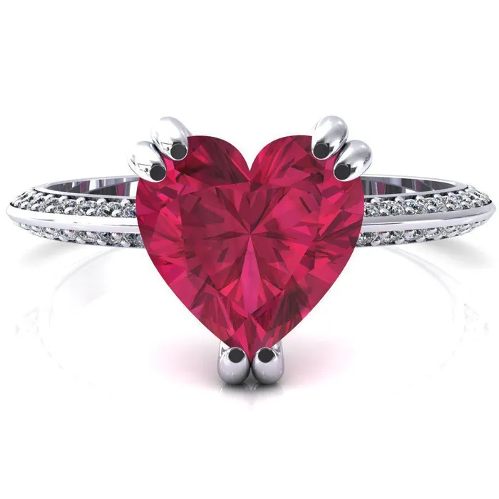 Fire Brilliance Rings Nancy Heart Ruby 3 Double Prong 12 Eternity Diamond Knife Shank Accent Engagement Ring Fire Brilliance Rings Nancy Heart Ruby 3 Double Prong 12 Eternity Diamond Knife Shank Accent Engagement Ring