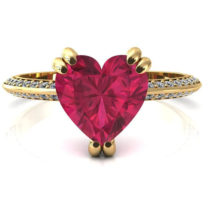 Fire Brilliance Rings Nancy Heart Ruby 3 Double Prong 12 Eternity Diamond Knife Shank Accent Engagement Ring
