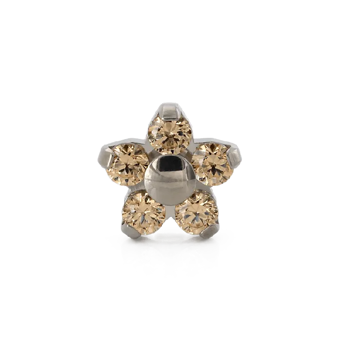 Flower Champagne CZ Neometal Inc Earrings