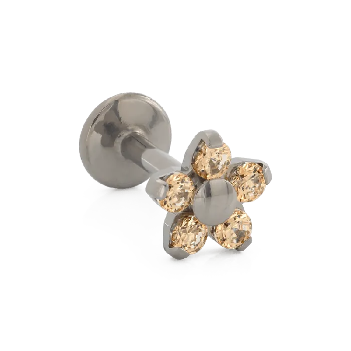Flower Champagne CZ Neometal Inc Earrings