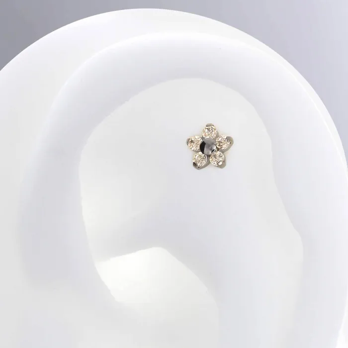 Flower Champagne CZ Neometal Inc Earrings