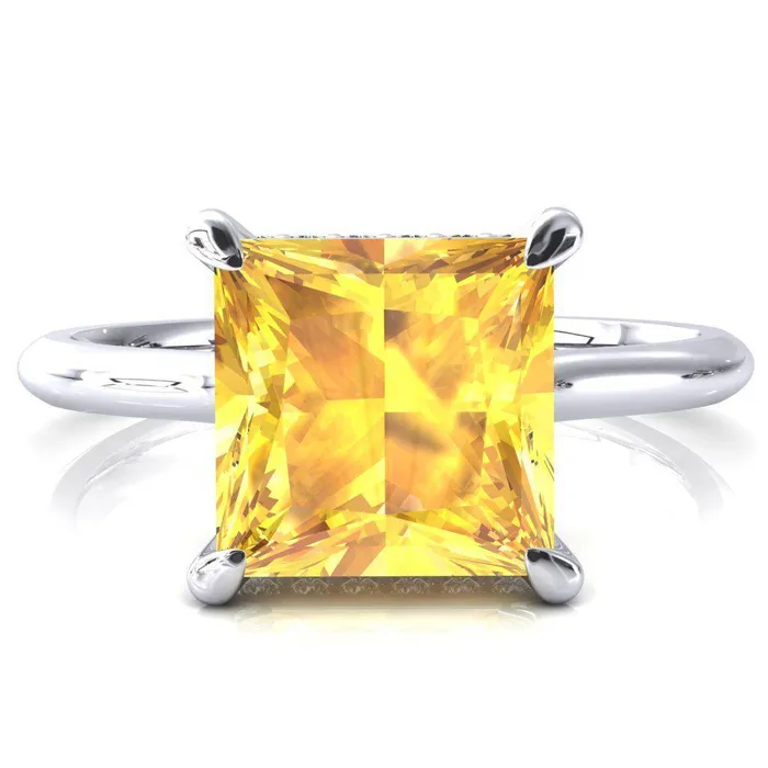 Janey Princess Yellow Sapphire 4 Prongs Claw Floating Halo Inverted Cathedral Ring Fire Brilliance Rings Janey Princess Yellow Sapphire 4 Prongs Claw Floating Halo Inverted Cathedral Ring Fire Brilliance Rings