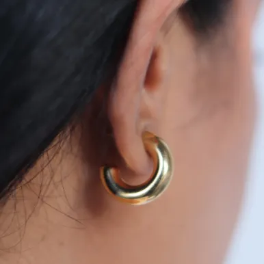 Jewelvers Earrings 18K GoldFilled Thick Open Hoops Earrings