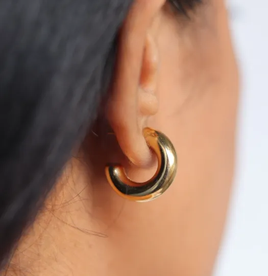 Jewelvers Earrings 18K GoldFilled Thick Open Hoops Earrings Jewelvers Earrings 18K GoldFilled Thick Open Hoops Earrings