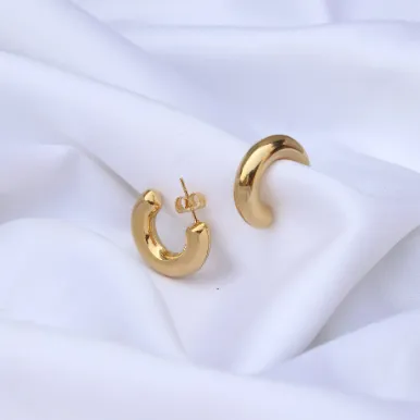 Jewelvers Earrings 18K GoldFilled Thick Open Hoops Earrings Jewelvers Earrings 18K GoldFilled Thick Open Hoops Earrings