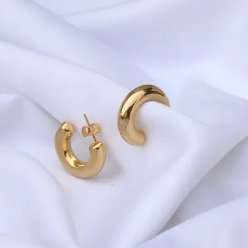 Jewelvers Earrings 18K GoldFilled Thick Open Hoops Earrings Jewelvers Earrings 18K GoldFilled Thick Open Hoops Earrings