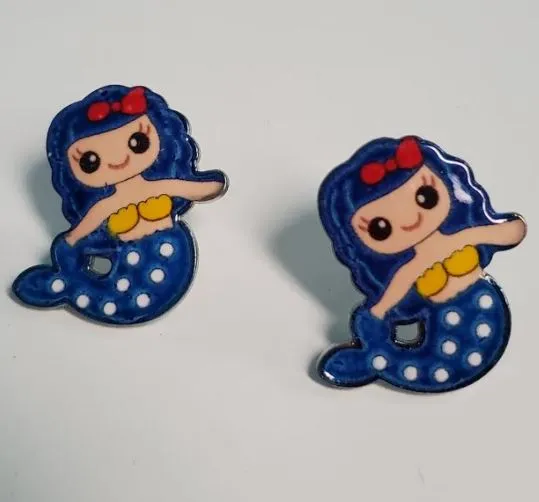 L255 Royal Blue Mermaid Earrings polly Earrings