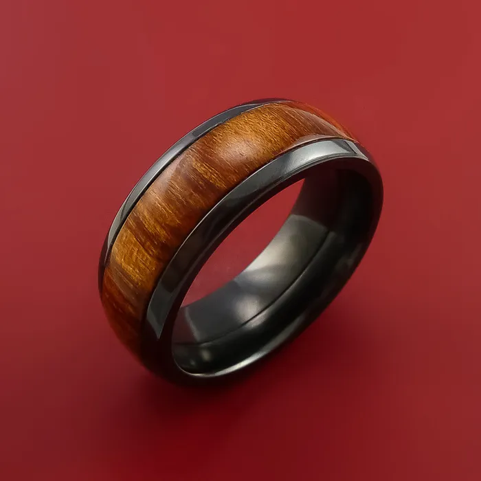 Lashbrook Rings Black Zirconium Ring with Hardwood Inlay Custom Made Band Lashbrook Rings Black Zirconium Ring with Hardwood Inlay Custom Made Band