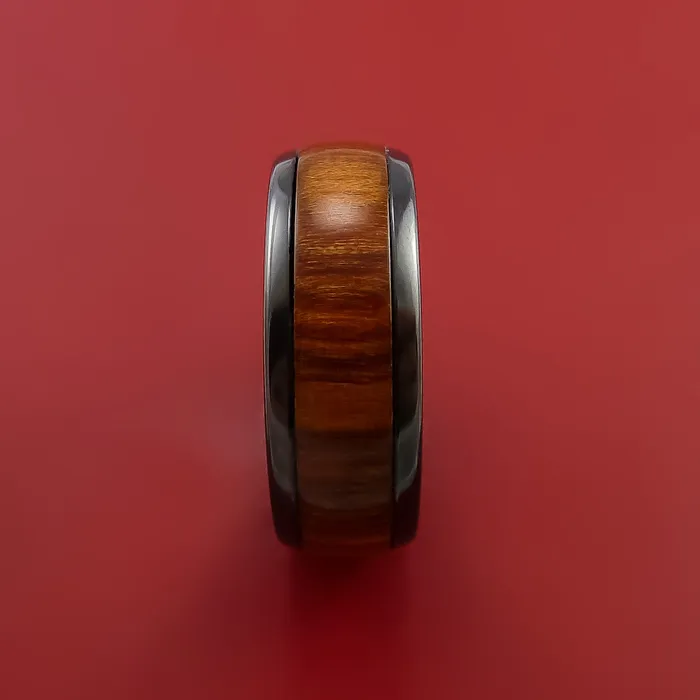 Lashbrook Rings Black Zirconium Ring with Hardwood Inlay Custom Made Band Lashbrook Rings Black Zirconium Ring with Hardwood Inlay Custom Made Band