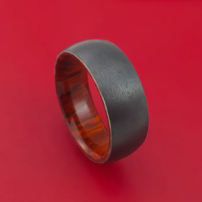 Lashbrook Rings Black Zirconium Ring with Interior Hardwood Sleeve Custom Made Band Lashbrook Rings Black Zirconium Ring with Interior Hardwood Sleeve Custom Made Band