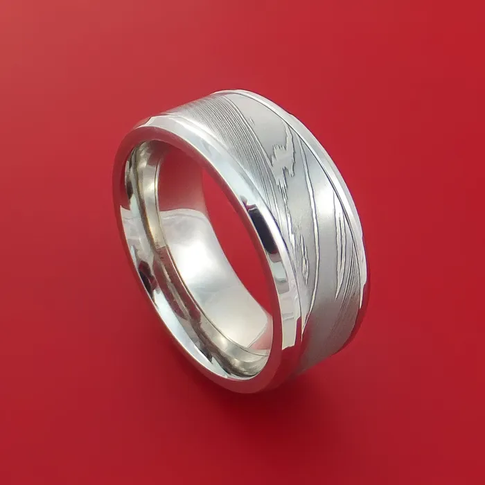Lashbrook Rings Cobalt Chrome Ring with Damascus Steel Inlay Custom Made Band Lashbrook Rings Cobalt Chrome Ring with Damascus Steel Inlay Custom Made Band