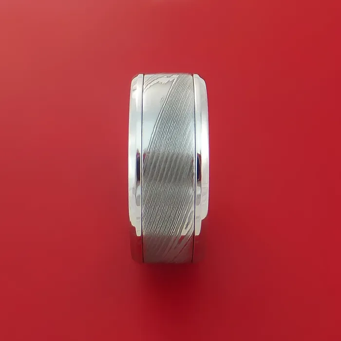 Lashbrook Rings Cobalt Chrome Ring with Damascus Steel Inlay Custom Made Band Lashbrook Rings Cobalt Chrome Ring with Damascus Steel Inlay Custom Made Band