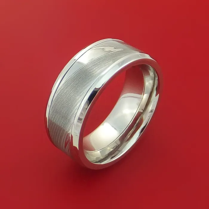 Lashbrook Rings Cobalt Chrome Ring with Damascus Steel Inlay Custom Made Band Lashbrook Rings Cobalt Chrome Ring with Damascus Steel Inlay Custom Made Band