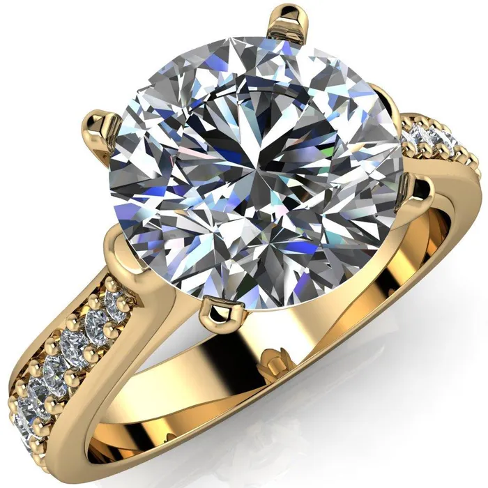 Lupine Round Center Stone 4 Prong Split Shank Cathedral Engagement Ring Fire Brilliance Rings