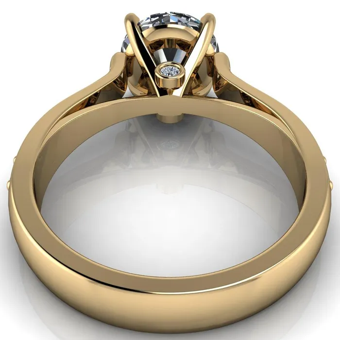 Lupine Round Center Stone 4 Prong Split Shank Cathedral Engagement Ring Fire Brilliance Rings