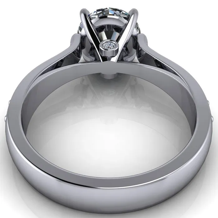 Lupine Round Center Stone 4 Prong Split Shank Cathedral Engagement Ring Fire Brilliance Rings