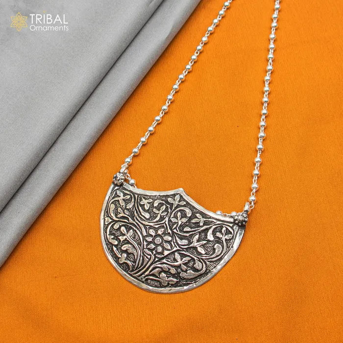 Necklaces 30 925 sterling silver handmade beaded chain with chitai design long necklace traditional cultural functional pendant necklace jewelry Set716 TRIBAL ORNAMENTS