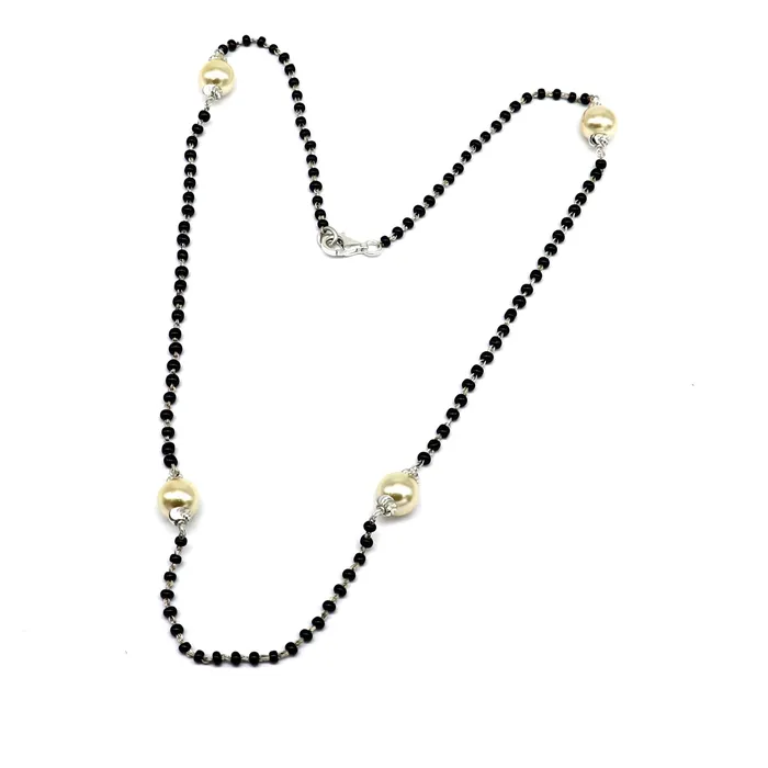 Necklaces TRIBAL ORNAMENTS 925 sterling silver black beaded chain necklace with gorgeous white pearls best gifting elegant necklace tribal necklace set221 Necklaces TRIBAL ORNAMENTS 925 sterling silver black beaded chain necklace with gorgeous white pearls best gifting elegant necklace tribal necklace set221