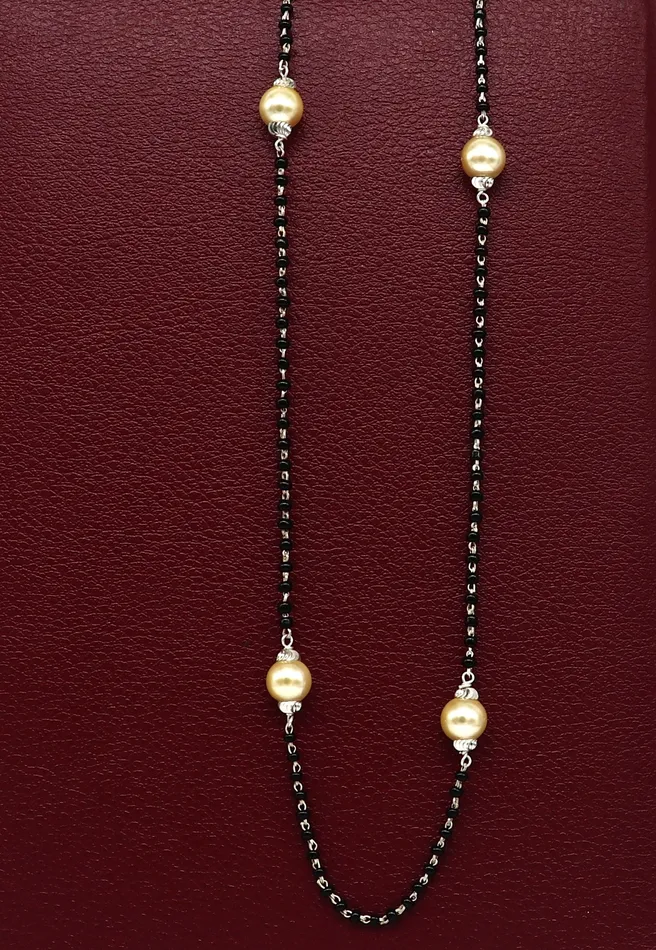Necklaces TRIBAL ORNAMENTS 925 sterling silver black beaded chain necklace with gorgeous white pearls best gifting elegant necklace tribal necklace set221