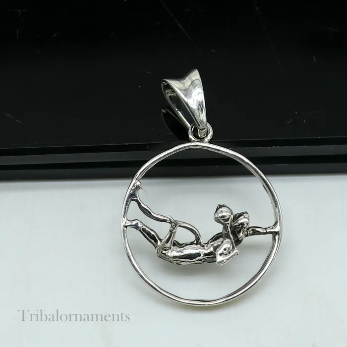 Necklaces TRIBAL ORNAMENTS 925 sterling silver flying Hindu god Lord Hanuman pendant bajarangbali sitting fabulous pendant unisex gifting jewelry ssp904