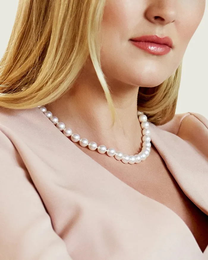 Necklaces White Japanese Akoya Pearl Necklace 9510mm AAA Quality spt
