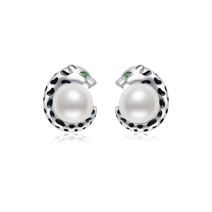 Panther Freshwater Pearl Earrings WE00119 SAFARI Pearly Lustre Earrings