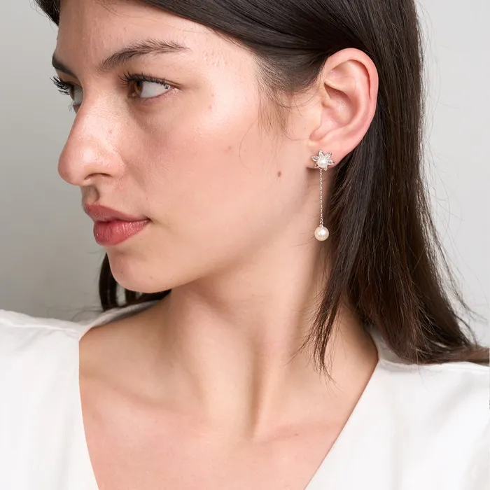 Pearly Lustre Earrings Elegant Freshwater Pearl Earrings WE00296 GARDENS
