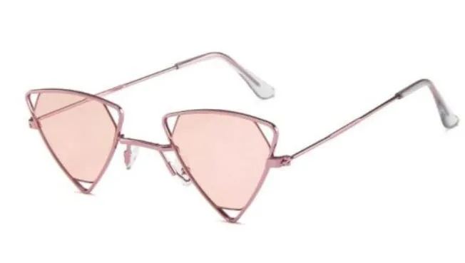 POLLY Necklaces S103 Light Pink Lens Frame Triangle Metal Frame Sunglasses