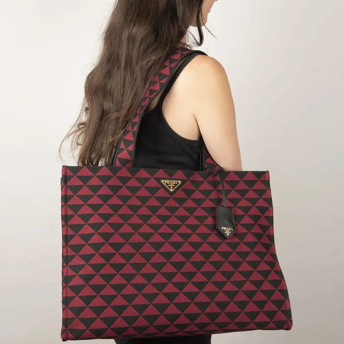 Prada Earrings PreOwned Prada Symbole Embroidered Tote