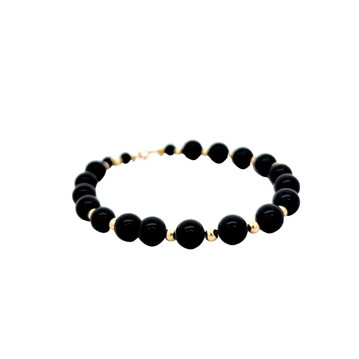 PreOwned Black Bead Chalcedony Bracelet STORE 5a Bracelets