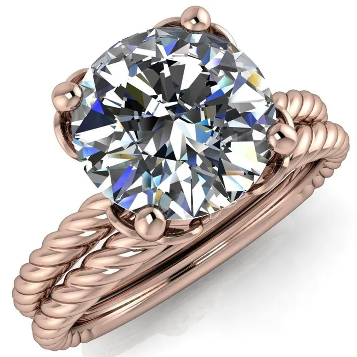 Rings Fire Brilliance Clara Round Center Stone Rope and Filigree Design Ring Rings Fire Brilliance Clara Round Center Stone Rope and Filigree Design Ring