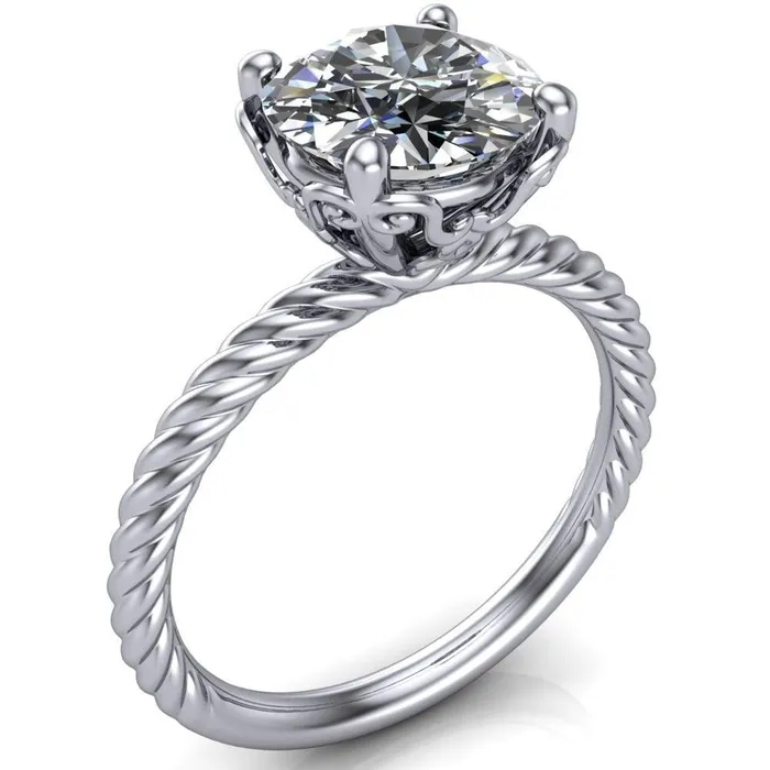 Rings Fire Brilliance Clara Round Center Stone Rope and Filigree Design Ring
